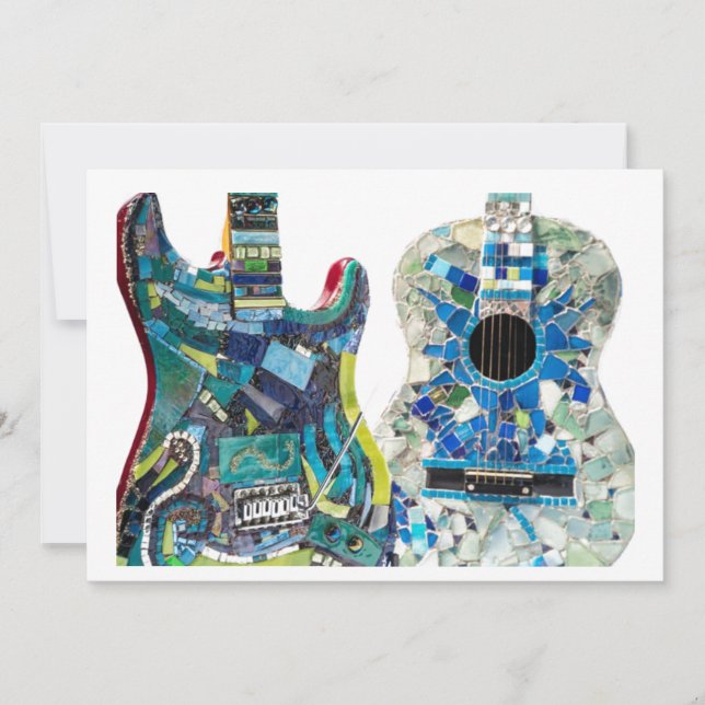 Mosaic Guitar Collection Boho Chic Invitation (Front)