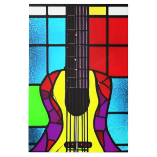 Mosaic guitar in stained glass metal print