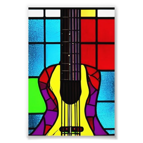 Mosaic guitar in stained glass        photo print