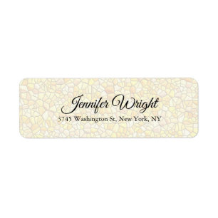 Mosaic Handwriting Elegant Plain Blue White Label