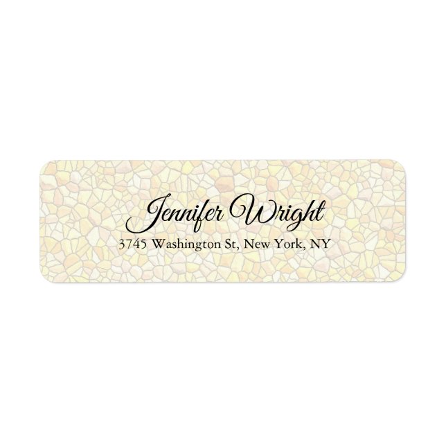 Mosaic Handwriting Elegant Plain Blue White Label (Front)