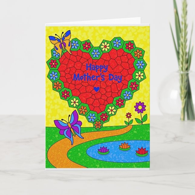 Mosaic Heart Mothers Day Card (Front)