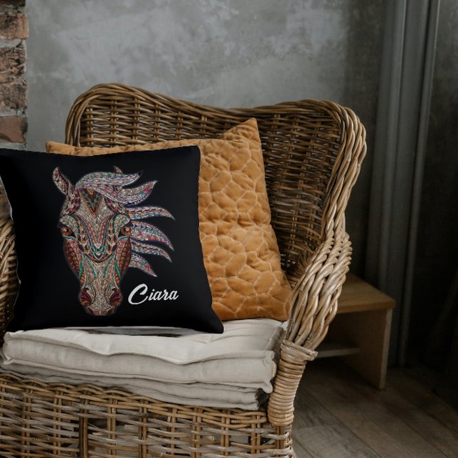Mosaic Horse Face Personalized Throw Pillow (Creator Uploaded)