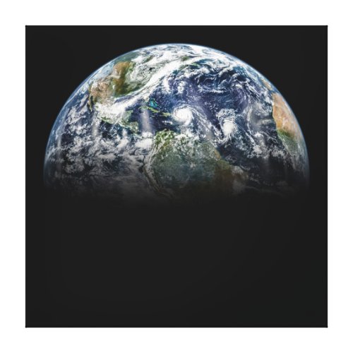 Mosaic Image Of Planet Earth With 3 Hurricanes Canvas Print