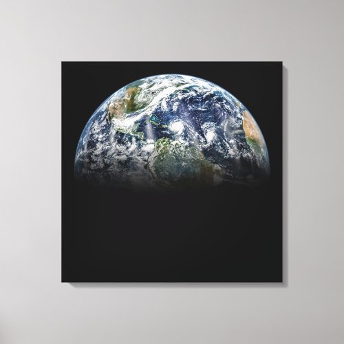 Mosaic Image Of Planet Earth With 3 Hurricanes Canvas Print
