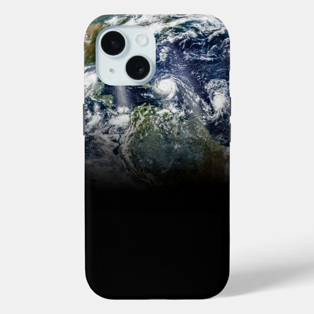Mosaic Image Of Planet Earth With 3 Hurricanes Case-Mate iPhone Case (Back)
