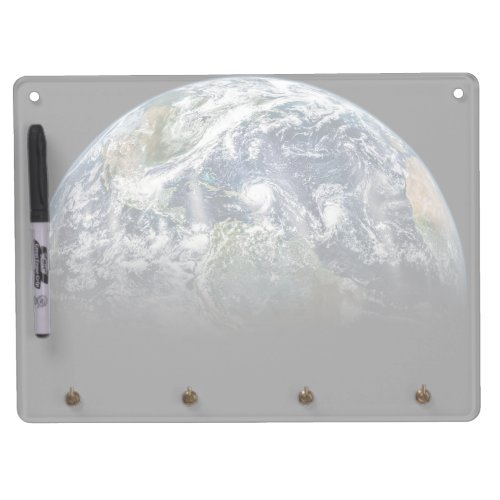 Mosaic Image Of Planet Earth With 3 Hurricanes Dry Erase Board With Keychain Holder