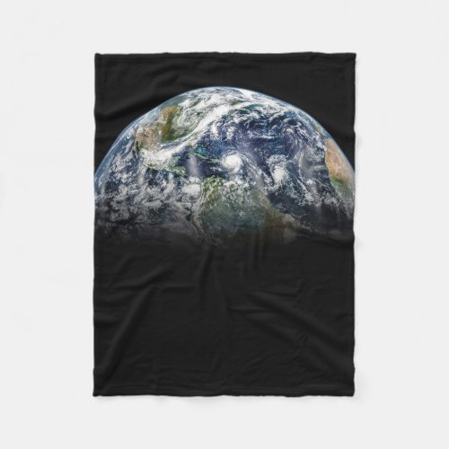 Mosaic Image Of Planet Earth With 3 Hurricanes Fleece Blanket