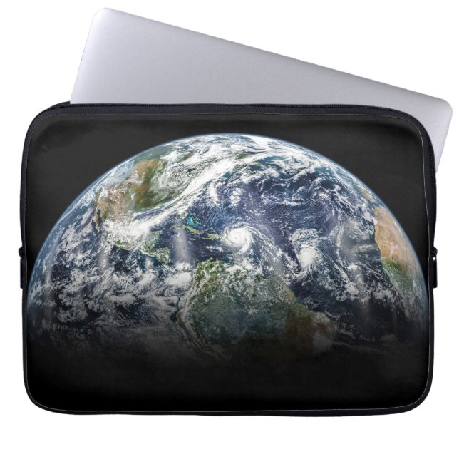 Mosaic Image Of Planet Earth With 3 Hurricanes Laptop Sleeve (Front)