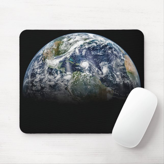 Mosaic Image Of Planet Earth With 3 Hurricanes Mouse Pad (With Mouse)
