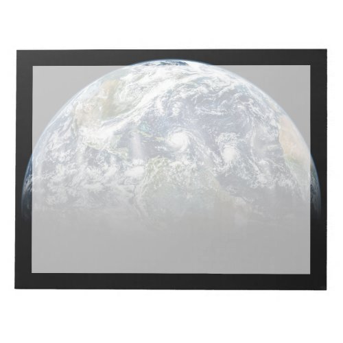 Mosaic Image Of Planet Earth With 3 Hurricanes Notepad