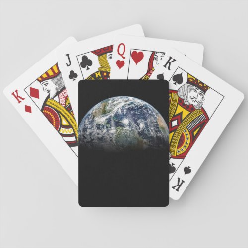 Mosaic Image Of Planet Earth With 3 Hurricanes Playing Cards