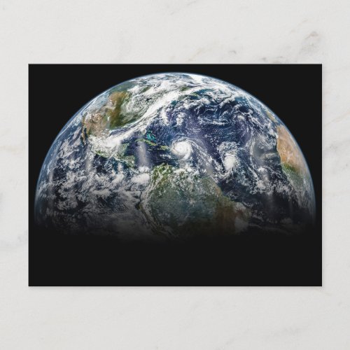 Mosaic Image Of Planet Earth With 3 Hurricanes Postcard