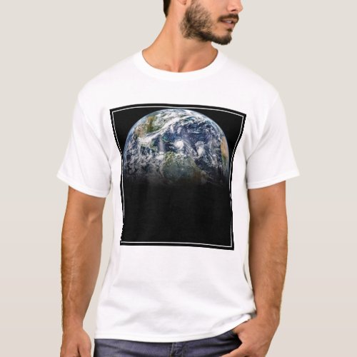 Mosaic Image Of Planet Earth With 3 Hurricanes T_Shirt