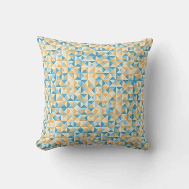 Mosaic in blue and orange throw pillow (Front)