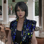 Mosaic in Blue, Gray, and Yellow Scarf<br><div class="desc">This elegant scarf features a digital mosaic in dark blue with lighter shades of blue,  aqua,  yellow,  and gray.</div>