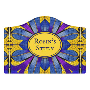 Mosaic in Blue & Yellow - Stylish, Historic custom Door Sign