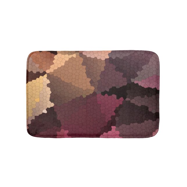 Mosaic in brown-pink and yellow colors bath mat (Front)