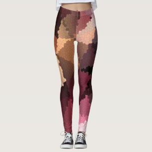 Mosaic in brown-pink and yellow colors leggings