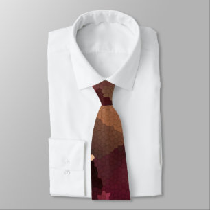 Mosaic in brown-pink and yellow colors neck tie
