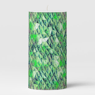Mosaic in greenish triangles with gradient tones pillar candle