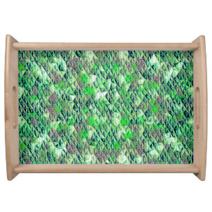 Mosaic in greenish triangles with gradient tones serving tray