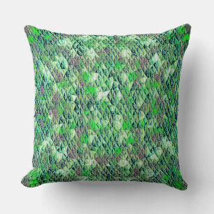 Mosaic in greenish triangles with gradient tones throw pillow