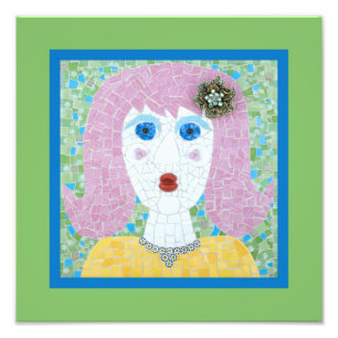 Mosaic - Ingrid with Green & Blue Border Photo Print
