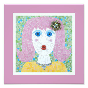 Mosaic - Ingrid with Pink & Ivory Border Photo Print