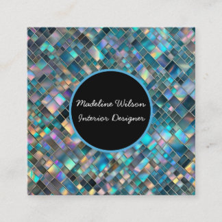 Mosaic Iridescent Opal Square Business Card