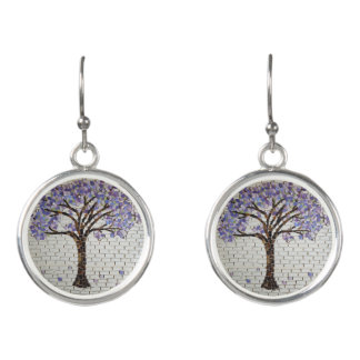 Mosaic jacaranda tree of life Earrings