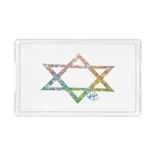 Mosaic Jewish Star Challah Tray