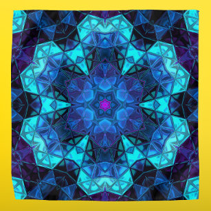 Mosaic Kaleidoscope Flower Blue and Purple Bandana