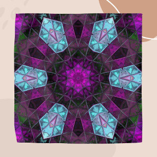 Mosaic Kaleidoscope Flower Blue and Purple Bandana