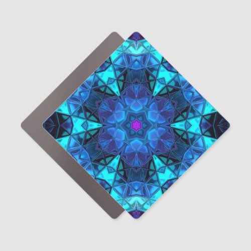 Mosaic Kaleidoscope Flower Blue and Purple Car Magnet