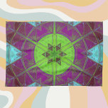 Mosaic Kaleidoscope Flower Green Purple and Blue Kitchen Towel<br><div class="desc">This mosaic kaleidoscope design features brilliant green,  purple,  and blue tiles. A vivid geometric design inspired by fractals,  mandalas,  and stained glass mosaics. Get this beautiful trippy design now and add some groovy colors to your life!</div>