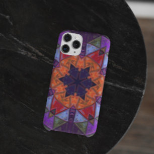 Mosaic Kaleidoscope Flower Orange Red and Purple iPhone 11 Case