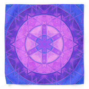 Mosaic Kaleidoscope Flower Pink and Blue Bandana