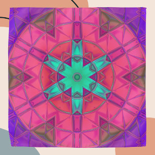 Mosaic Kaleidoscope Flower Pink and Blue Bandana