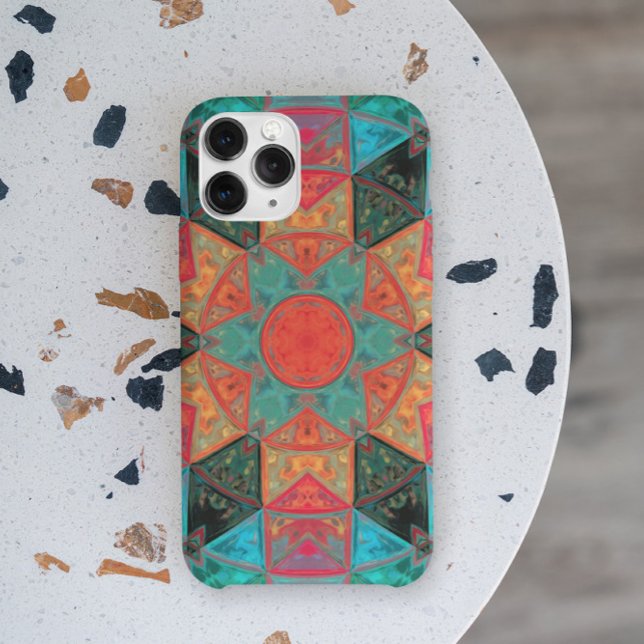 Mosaic Kaleidoscope Flower Pink and Teal Case-Mate iPhone Case (Creator Uploaded)