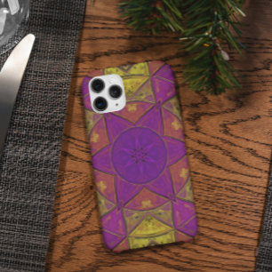 Mosaic Kaleidoscope Flower Pink and Yellow iPhone 11 Case