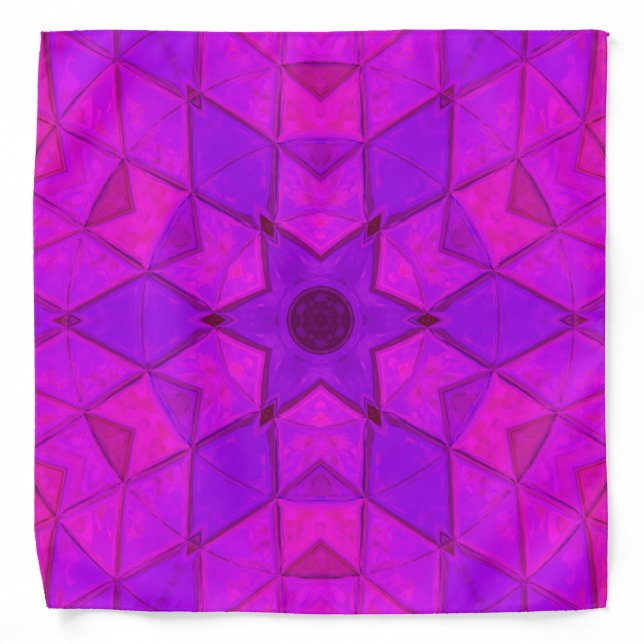 Mosaic Kaleidoscope Flower Pink Bandana (Front)