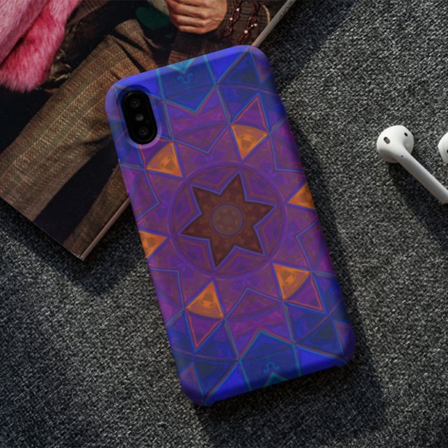 Mosaic Kaleidoscope Flower Pink Blue and Yellow Case-Mate iPhone Case (Creator Uploaded)