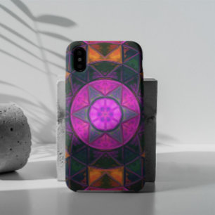Mosaic Kaleidoscope Flower Pink Purple and Orange iPhone 11 Case