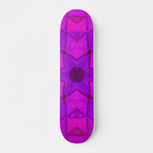 Mosaic Kaleidoscope Flower Pink Skateboard