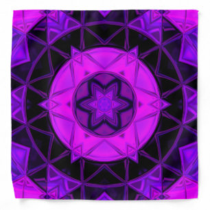 Mosaic Kaleidoscope Flower Purple and Black Bandana