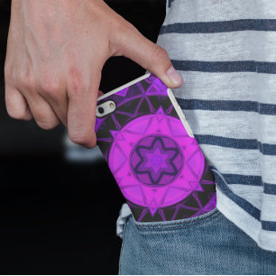Mosaic Kaleidoscope Flower Purple and Black iPhone 11 Case