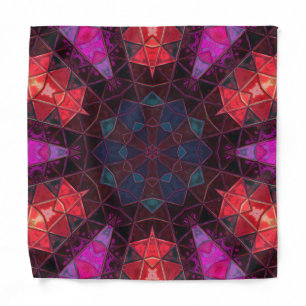Mosaic Kaleidoscope Flower Purple and Pink Bandana