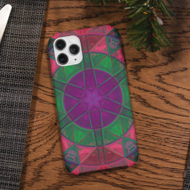 Mosaic Kaleidoscope Flower Purple Green and Pink Case-Mate iPhone Case (Creator Uploaded)