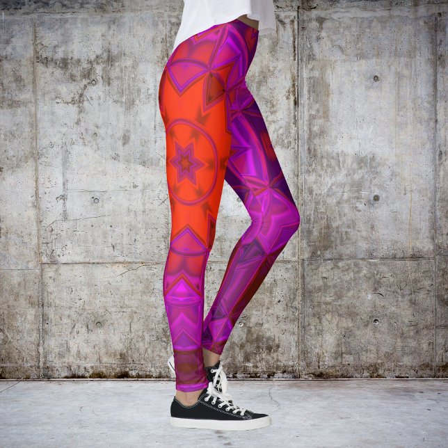 Mosaic Kaleidoscope Flower Purple Pink and Red Leggings (Creator Uploaded)